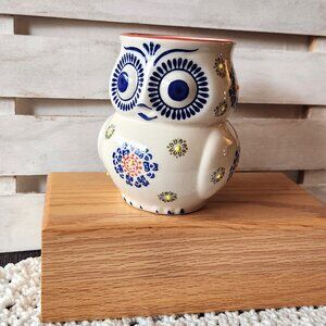 OWL Mug - Yokohama Studio Royal Figural Owl Mug Hand Painted Orange Blue Yellow
